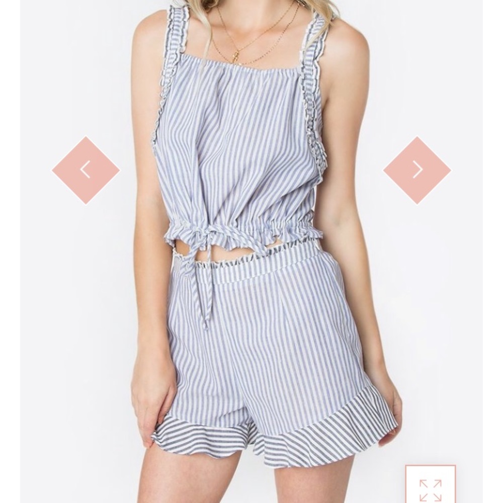 NWT Adri Striped Crop Top and Short Set